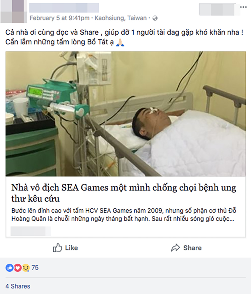 Nhà vô địch SEA Games một mình chiến đấu với ung thư: Đồng nghiệp và người hâm mộ kêu gọi giúp đỡ